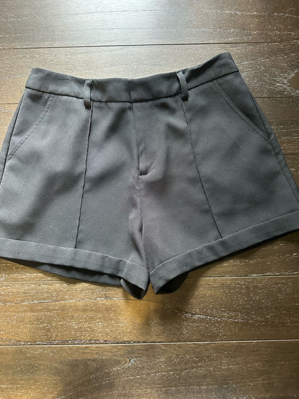 Forever 21 Black High-Waist Tailored Cuffed Shorts